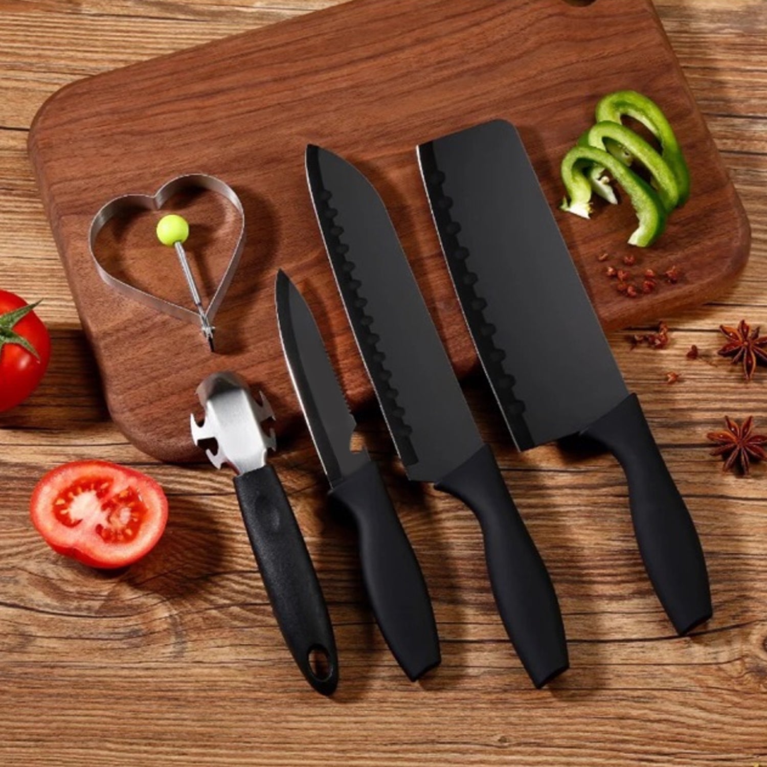 5911 Kitchen Chef Cutlery Stainless Steel Knife Set, Chopping Knife, Chef Knife, Utility Knife, Butcher Knife (Pack of 5pc). 5911 Kitchen Chef Cutlery Stainless Steel Knife Set, Chopping Knife, Chef Knife, Utility Knife, Butcher Knife (Pack of 5pc).